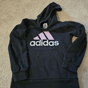 adidas Black Hoodie with Pink Logo for Kids